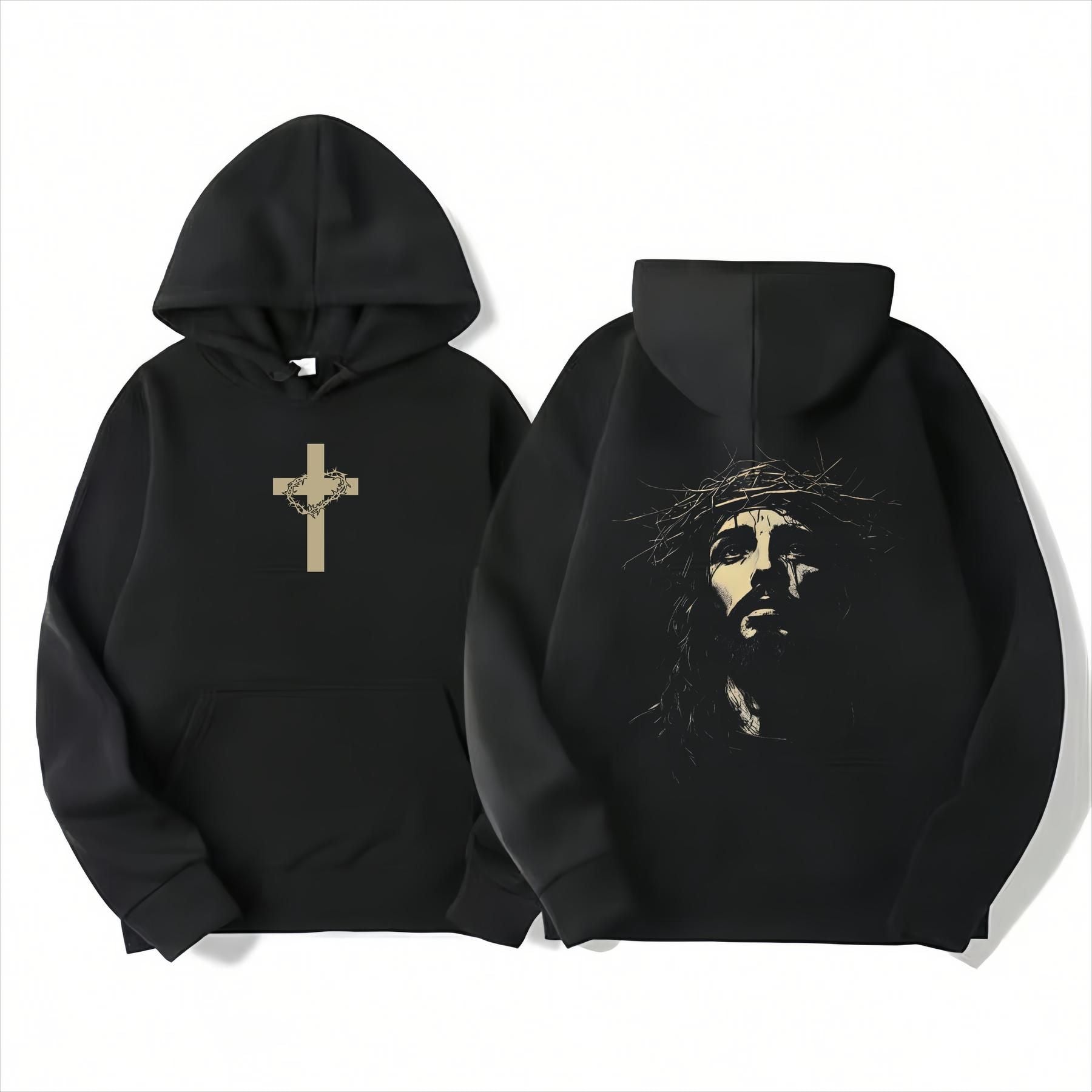 Jesus Crown of Thorns Hoodie – Christian Religious Pullover, Faith-Based Apparel, Unisex Gift